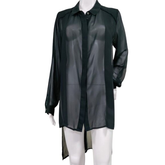 Dresses & Skirts - Whismygoth Lagenlook Gauzy Tunic High Low Hem Shirt Dress Black Women's Size M